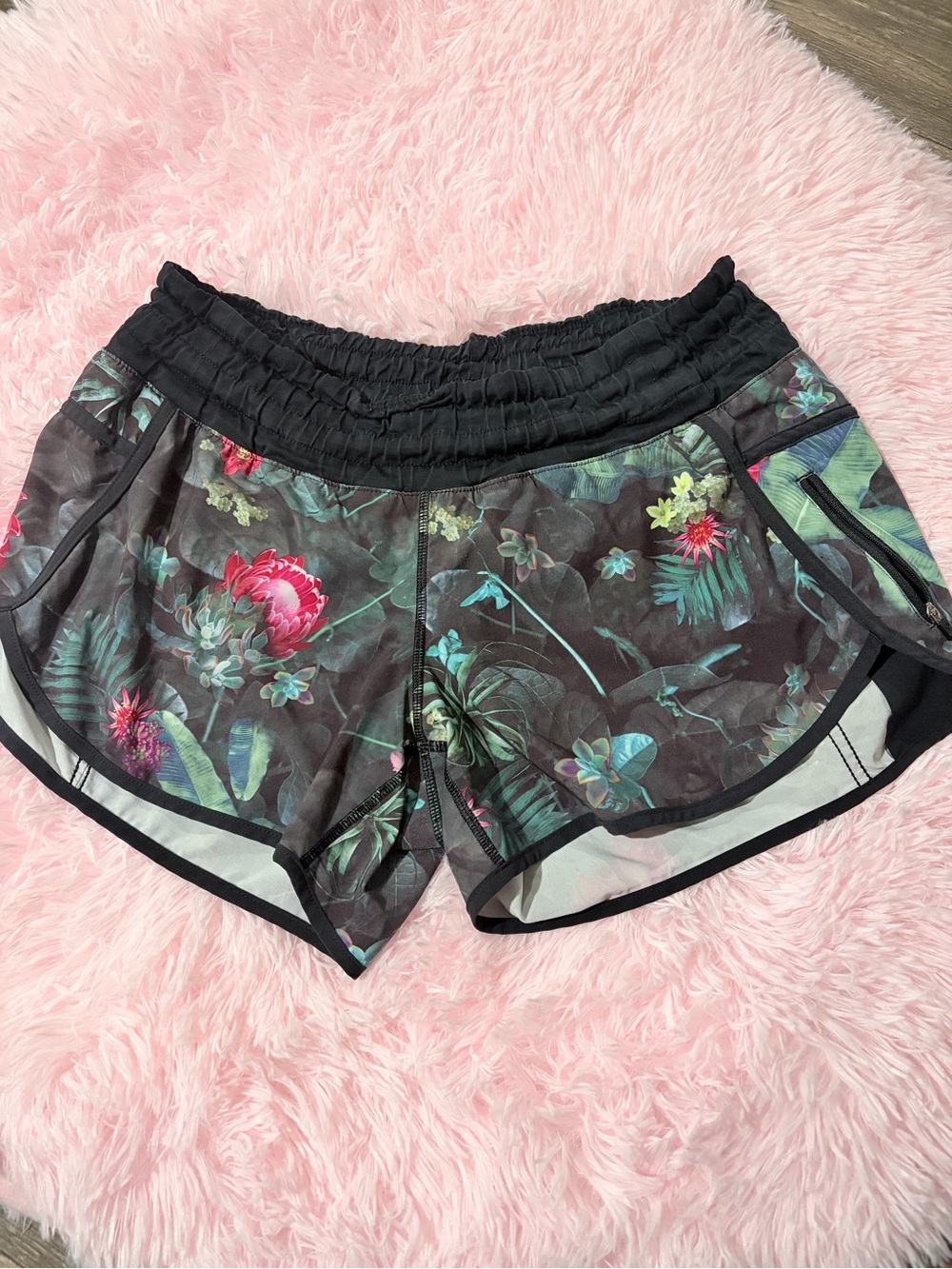 lululemon athletica Black Floral Print Athletic Shorts